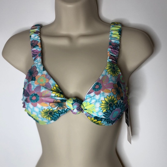 NWT Salt Cove Juniors Printed Scrunchie-Strap Bikini Top SIZE SMALL NEW WITH TAG - Picture 2 of 9